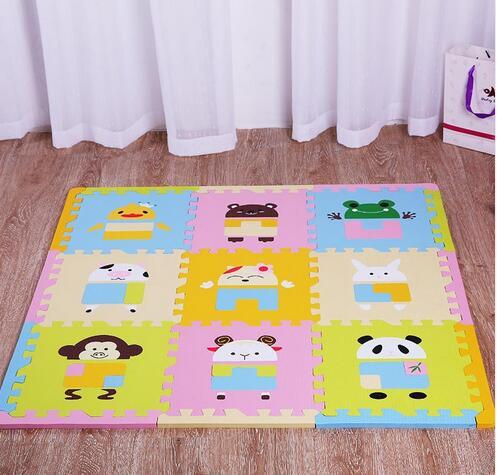 9pcs Cartoon Animal Pattern Carpet Eva Foam Puzzle Mats Kids Floor