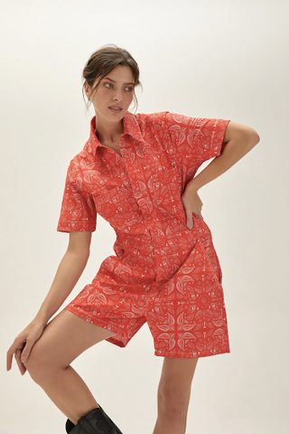 Maison Orient's Ayasha Red Romper Bandana Dress