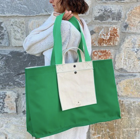 Big green designer bag