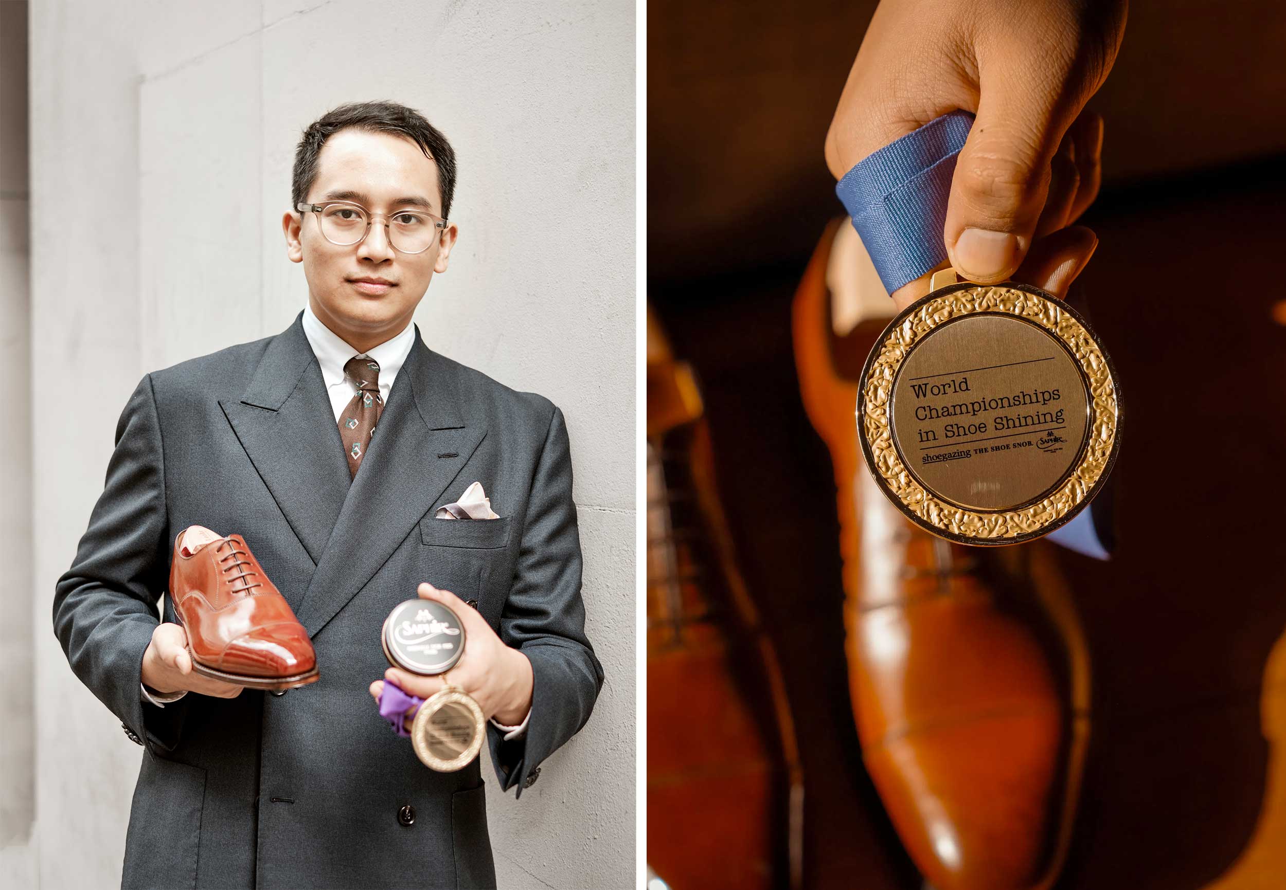 The world champion in shoe shining of 2022 Ash Sam from Singapore