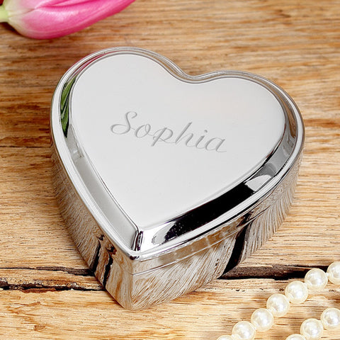 Engraved Silver Heart Keepsake Box