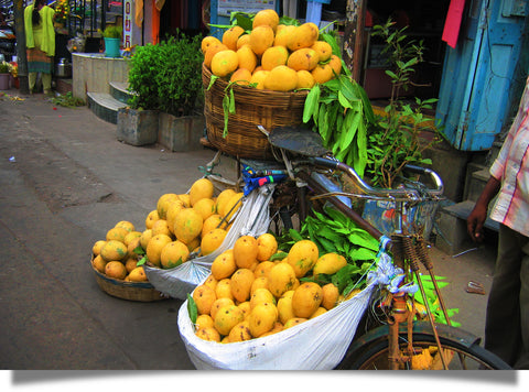 The mango is popular throughout South Asia, and here in a marketplace in Guntur India.