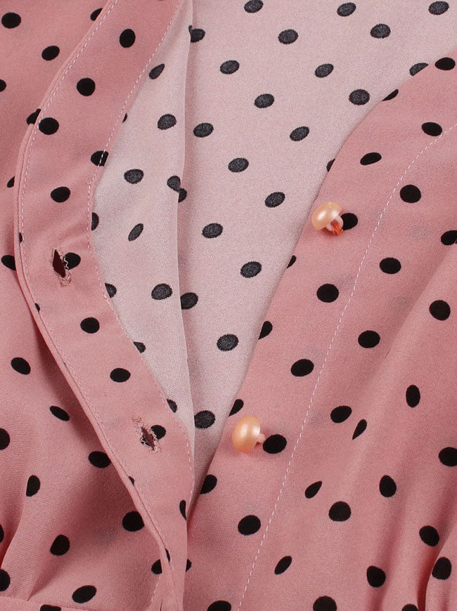 Women's 1950s Vintage Polka Dots V Neck 3/4 Sleeve Swing Tea Dress – killreal  fashion