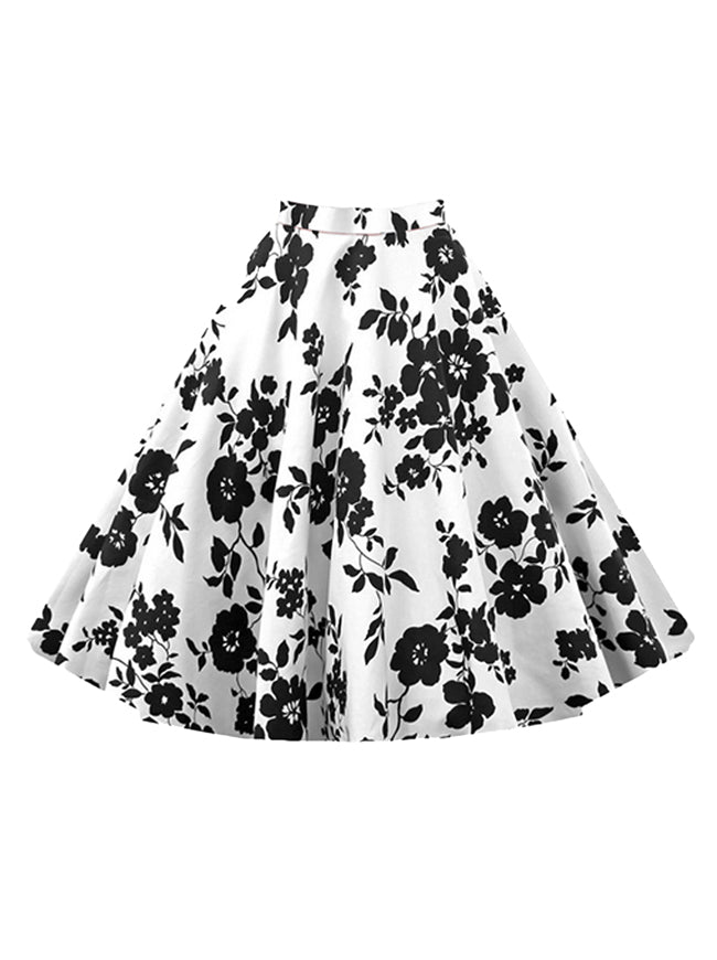 Vintage Knee Length Flare Floral A Line Pleated Skirt – killreal fashion