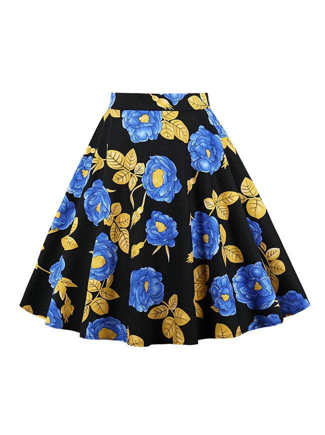 Knee Length Pleated Flare Floral A Line Full Circle Vintage Skirts –  killreal fashion