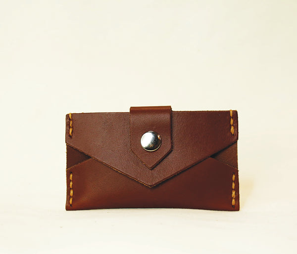 Brown Leather Envelope Business Card Holder