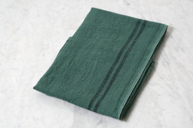 French Monogramme Striped Border Linen Dish Towel by Thieffry Freres & Cie