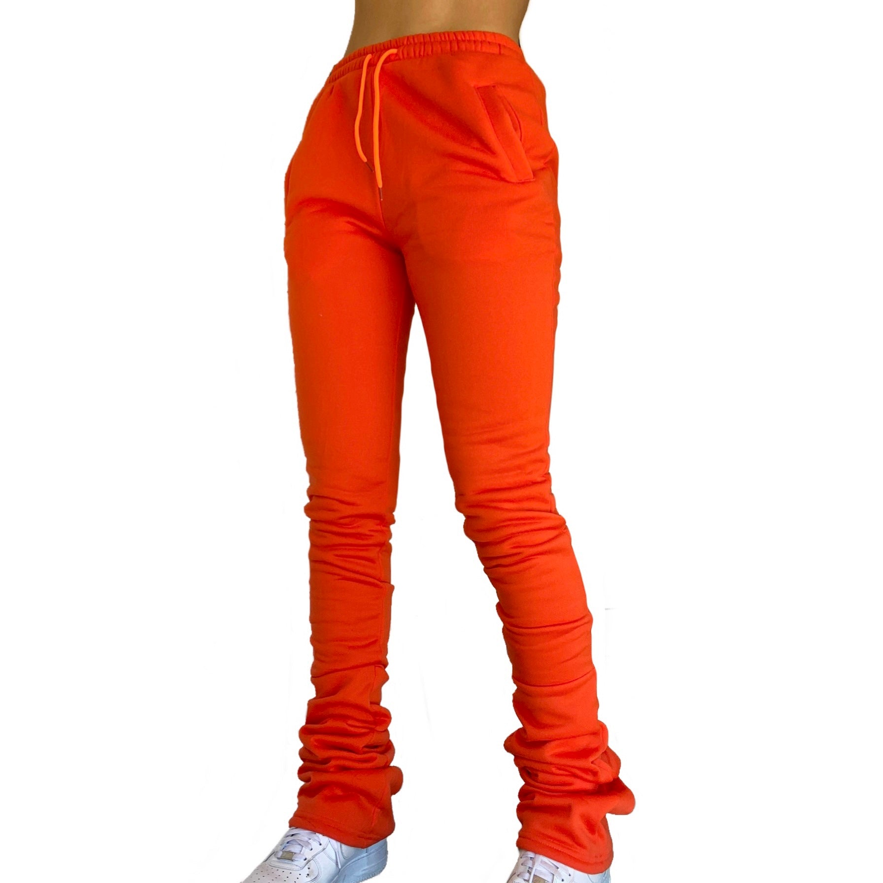 orange stacked sweats