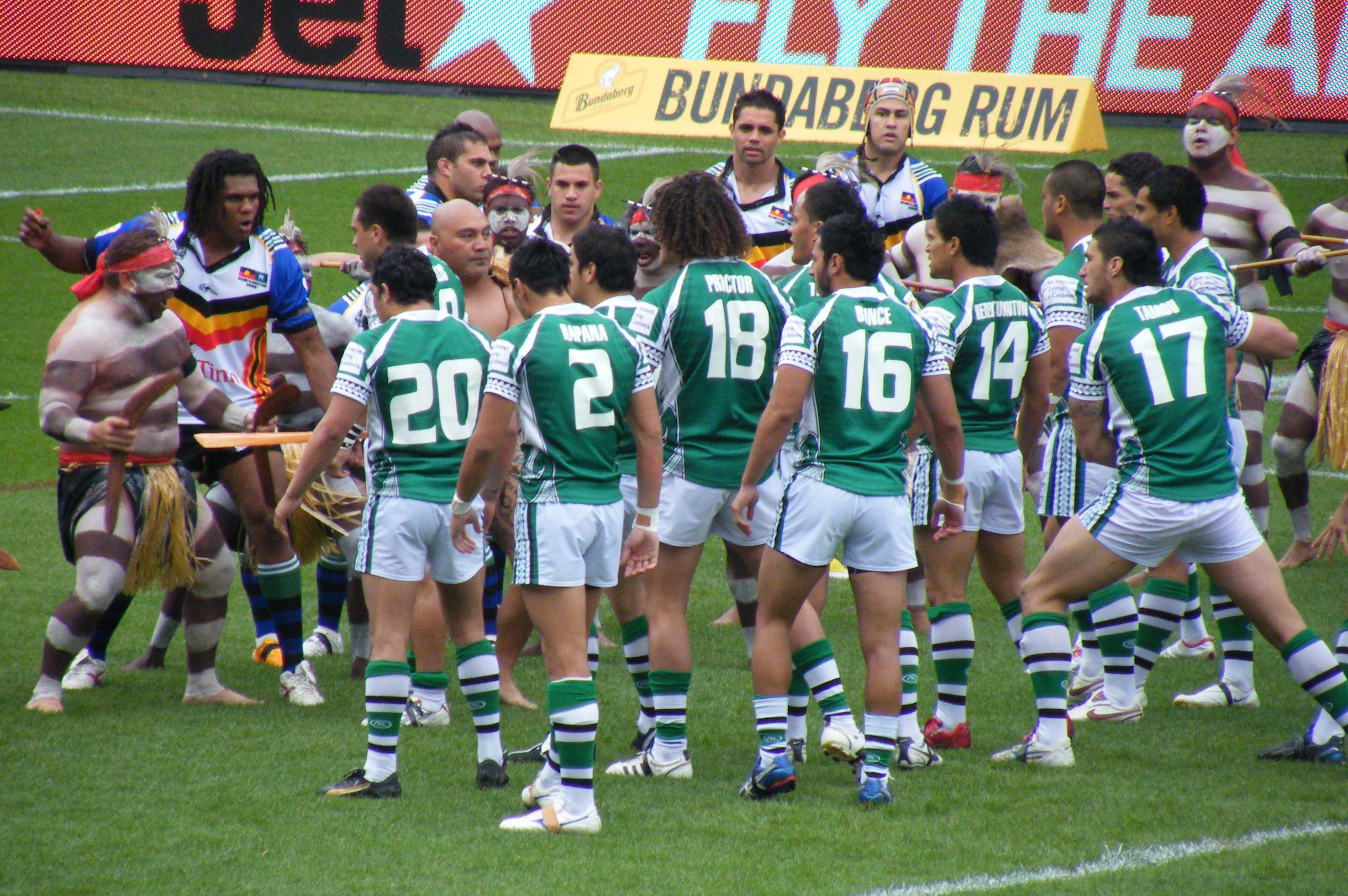 Indigenous Dreamtime and New Zealand Māoris come face to face in 2008 RLWC. 