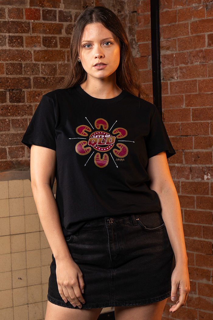 Maroon Warrior Black Cotton Crew Neck Women's T-Shirt