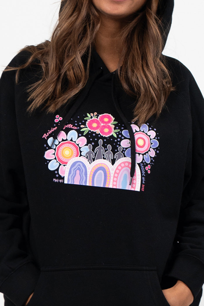 Thriving Together NAIDOC 2025 Black Cotton Blend Women's Hoodie