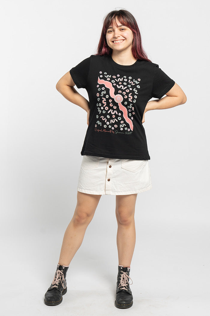 Unified Moments Black Cotton Crew Neck Women’s T-Shirt