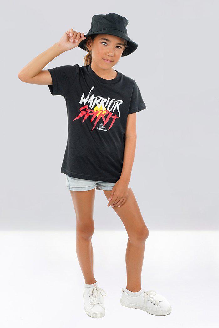 Warrior Spirit Black Cotton Crew Neck Kids T-Shirt