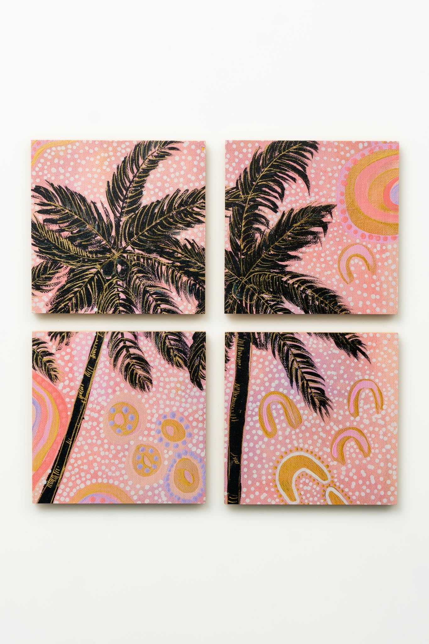 Pink Sunset Bamboo Coaster Set (4 Pack)