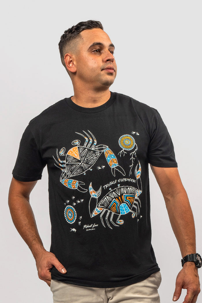 Mudcrab Black Cotton Crew Neck Unisex T-Shirt