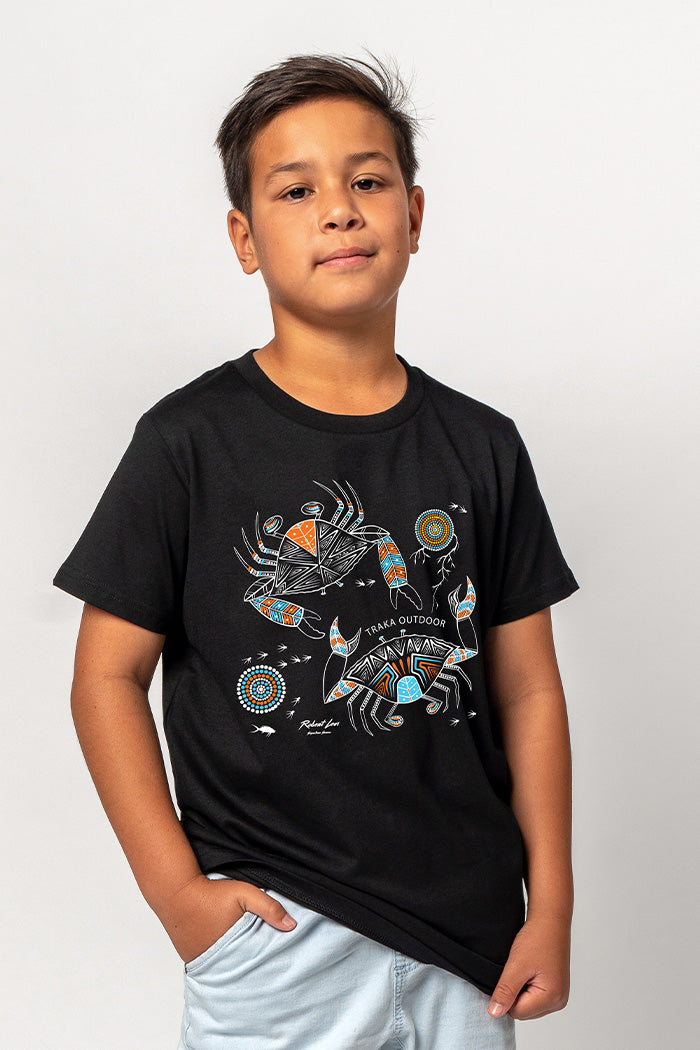 Mudcrab Black Cotton Crew Neck Kids T-Shirt