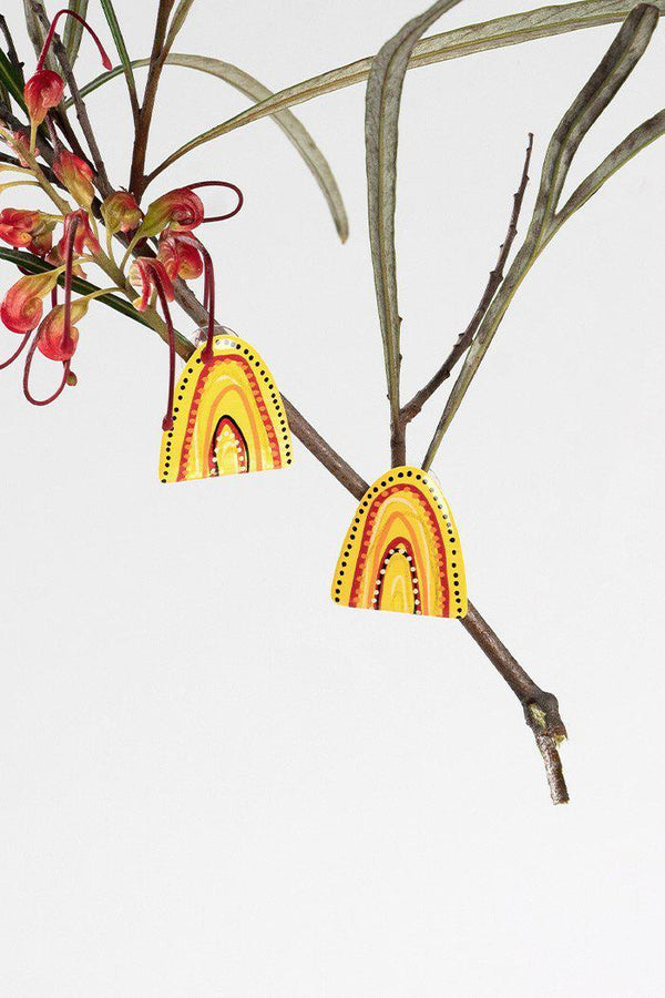 Aboriginal Art Jewellery Australia-Medium Arch Studs-Yarn Marketplace