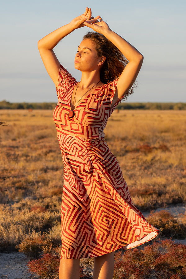 Aboriginal Art Midi Dresses Womens Clothes SALE