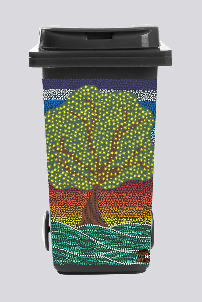 Bindigenous Golden Wattle Sunset (Gulgulay Yaarri-y) Bin Sticker (Fits 240L Bin)