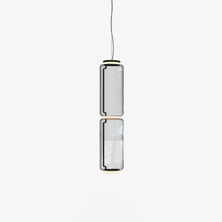 Pendul futurist transparent din sticla WANDA S2 cu LED