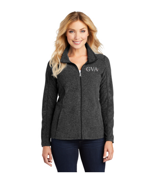 Custom Port Authority® Ladies Heather Microfleece Full-Zip Jacket -  Embroidery 