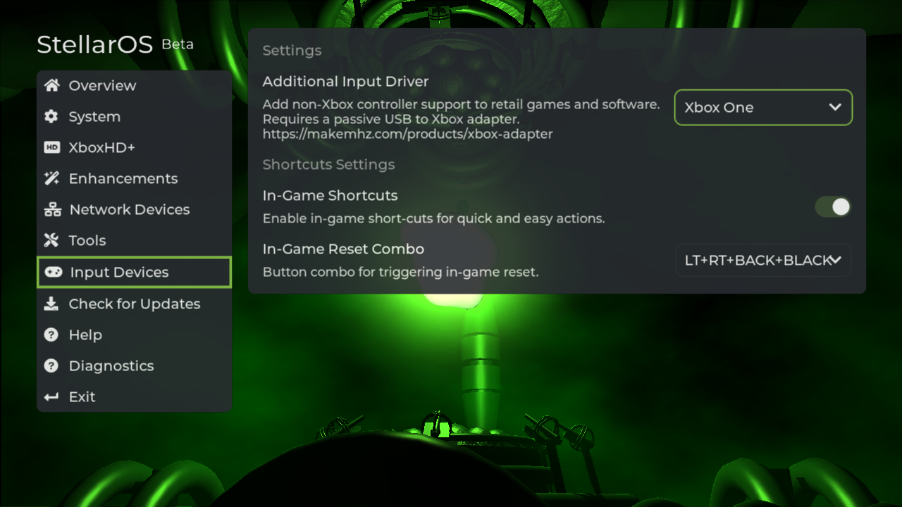 Enabling support for Xbox One controllers is as simple as enabling the feature in StellarOS!