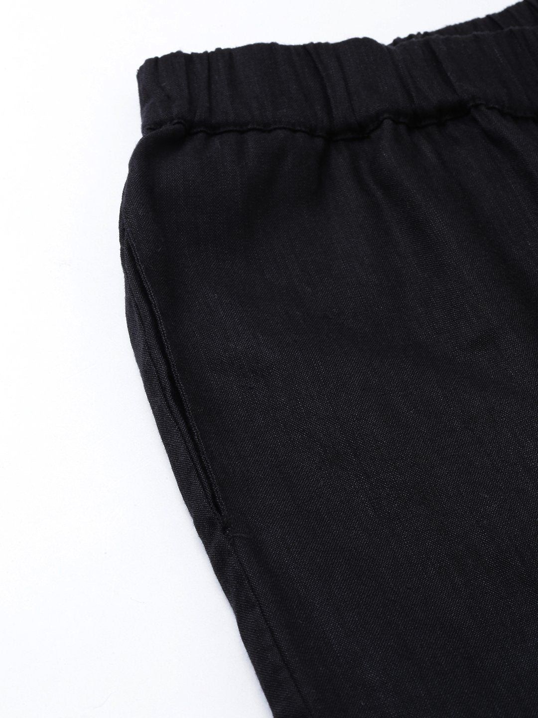 Buy Women Linen Stretch Slim Straight Trouser - Black Online in India ...