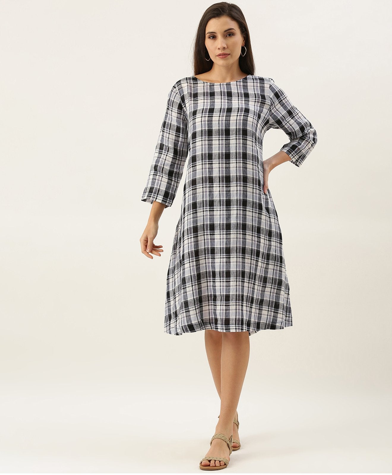 Buy Women A-LINE LINEN LONG DRESS Online in India