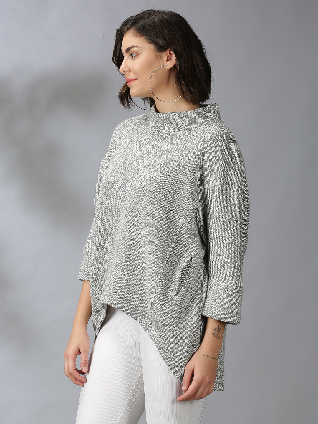 Buy Women Cocoon Shaped Circular Knit Sweatshirt Online in India - The ...