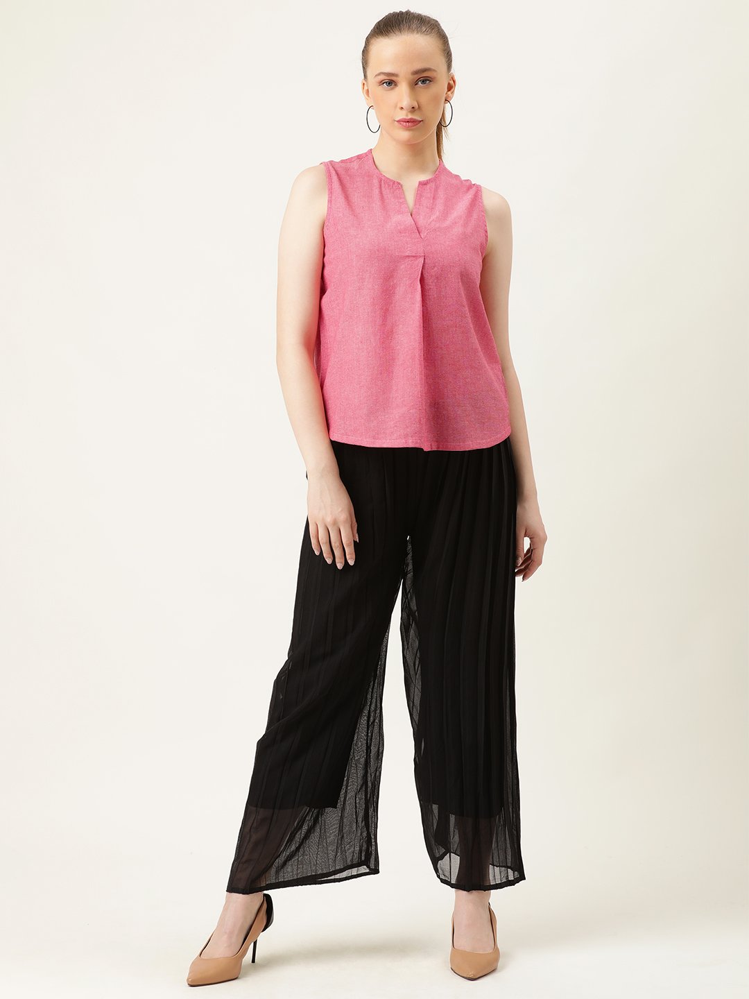 Buy Women SLEEVELESS TOP WITH BACK PLACKET - Dk. Pink Online in India ...