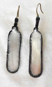 Glass with leather outer earrings