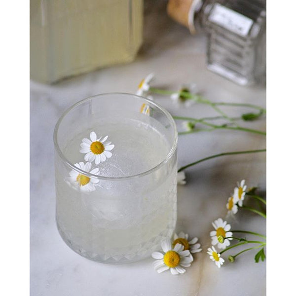 chamomile flower cocktail garnish