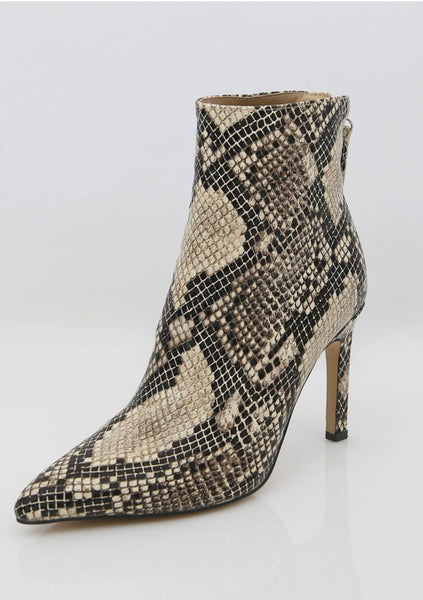 snake print pointed boots