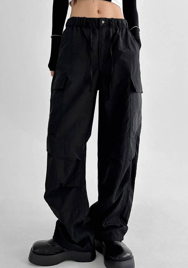 Women\'s Baggy Cargo Pants Drawstring Elastic Waist Pants For