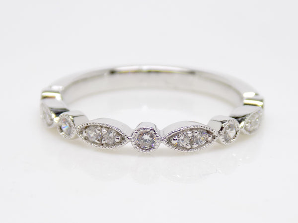 18ct Gold Round Brilliant Diamonds Fancy Milgrain Edge Diamond Wedding/Eternity Ring 0.23ct