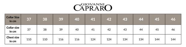 Men's size chart - Giovanni Capraro