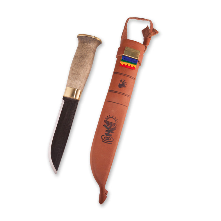 Viking Knife Set. Leuku and Puukko With Traditional Double Knife Sheath. 