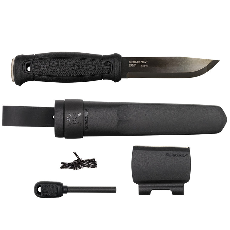  Morakniv Garberg Full Tang Fixed Blade Knife with Carbon Steel  Blade and Leather Sheath, Black, 4.3 Inch : Sports & Outdoors