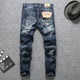 Blue Color Men Jeans Slim Fit Patckwork Cotton Long Pants Ripped Jeans High Quality Brand Jeans Men - Ecart