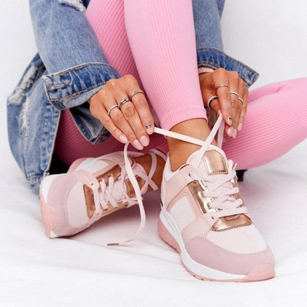 New Women Sneakers Lace-Up Wedge Sports Shoes Women&#39;s Vulcanized Shoes Casual Platform Ladies Sneakers Comfy Females Shoes - Ecart