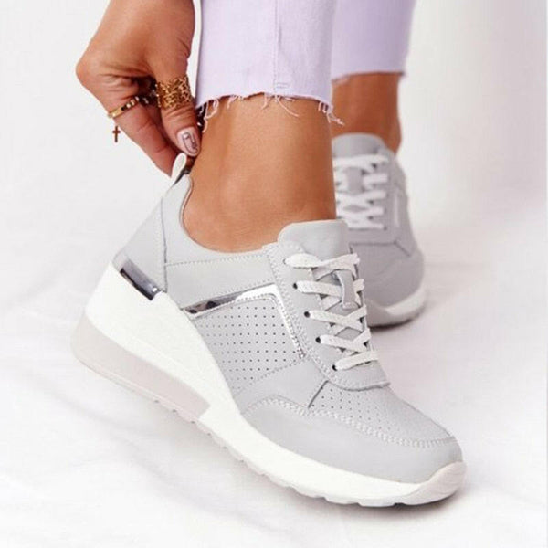 New Women Sneakers Lace-Up Wedge Sports Shoes Women&#39;s Vulcanized Shoes Casual Platform Ladies Sneakers Comfy Females Shoes - Ecart