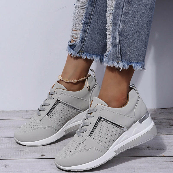 New Women Sneakers Lace-Up Wedge Sports Shoes Women&#39;s Vulcanized Shoes Casual Platform Ladies Sneakers Comfy Females Shoes - Ecart