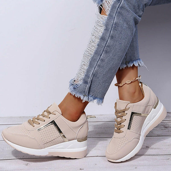 New Women Sneakers Lace-Up Wedge Sports Shoes Women&#39;s Vulcanized Shoes Casual Platform Ladies Sneakers Comfy Females Shoes - Ecart