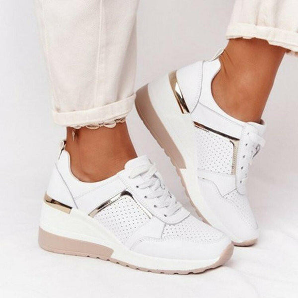 New Women Sneakers Lace-Up Wedge Sports Shoes Women&#39;s Vulcanized Shoes Casual Platform Ladies Sneakers Comfy Females Shoes - Ecart