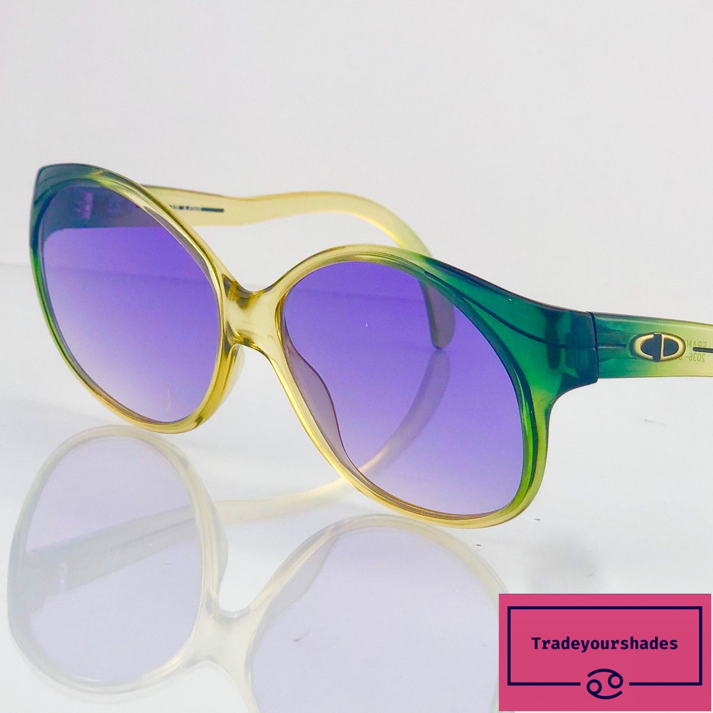 Christian Dior 2036 Green Yellow Vintage Sunglasses | Tradeyourshades.