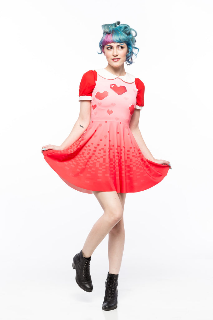 Pixelated Love A-Line Dress - Gold Bubble Clothing