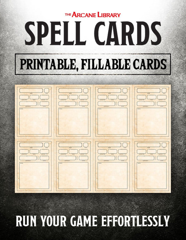 Free Printable Spell Cards 5e