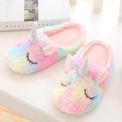 fuzzy unicorn slippers