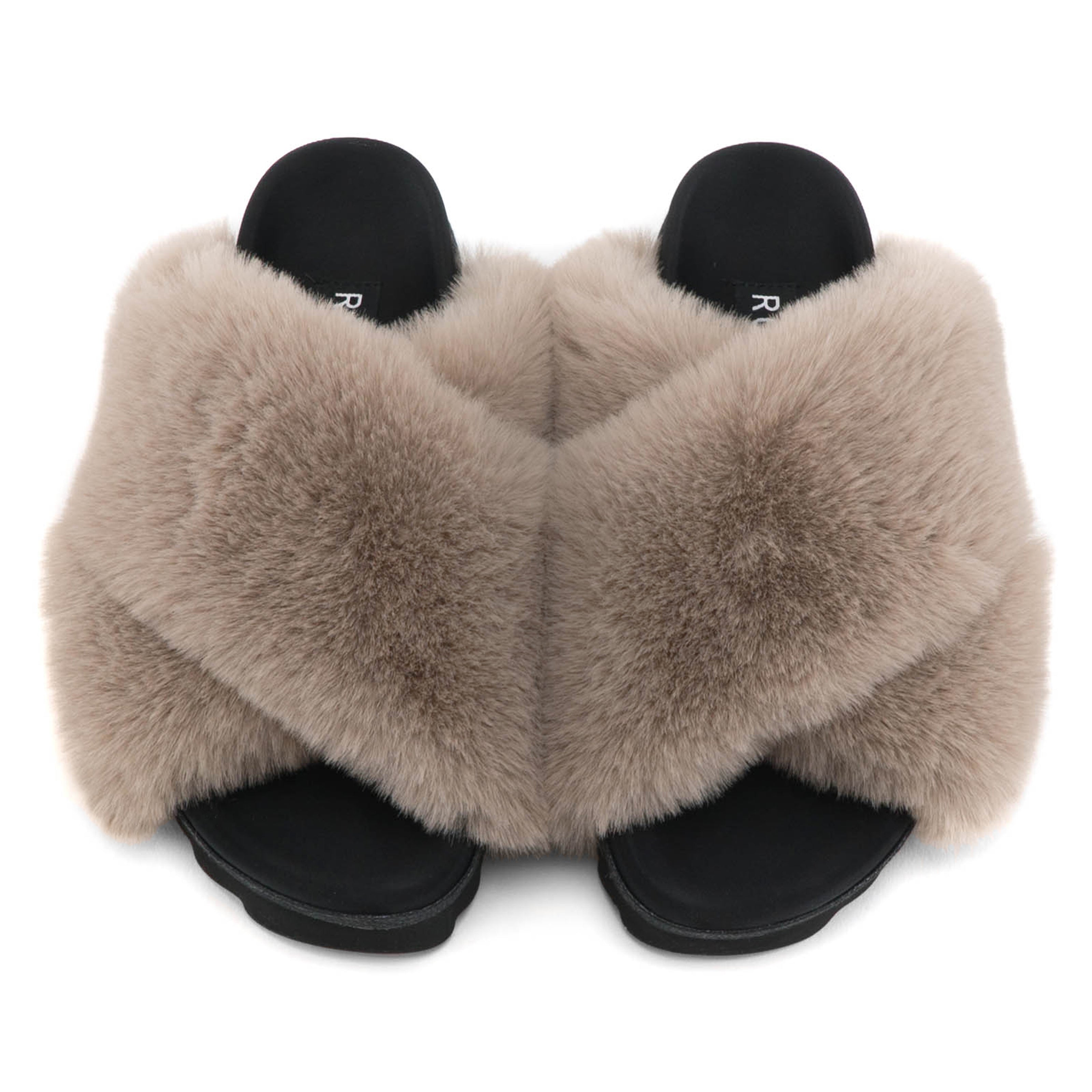 Vogue Cloud Women's Furry Faux Fur Slides Fuzzy Slippers Fluffy Sandals  Outdoor Indoor