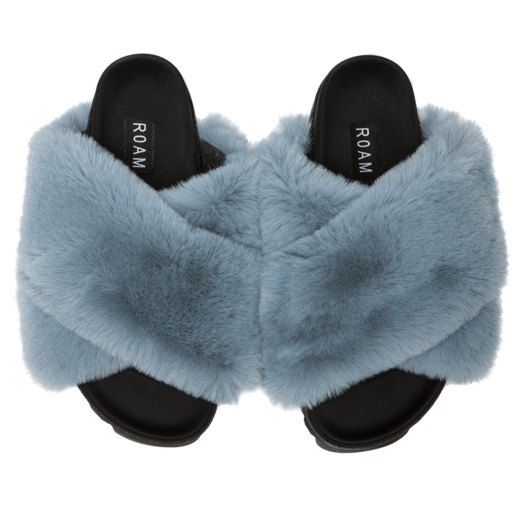 ROAM Cloud Slippers Blue Faux Fur